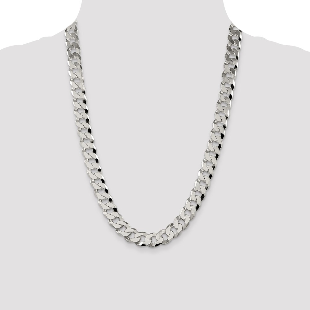 Sterling Silver 12.3mm Beveled Curb Chain (QFB300-24)
