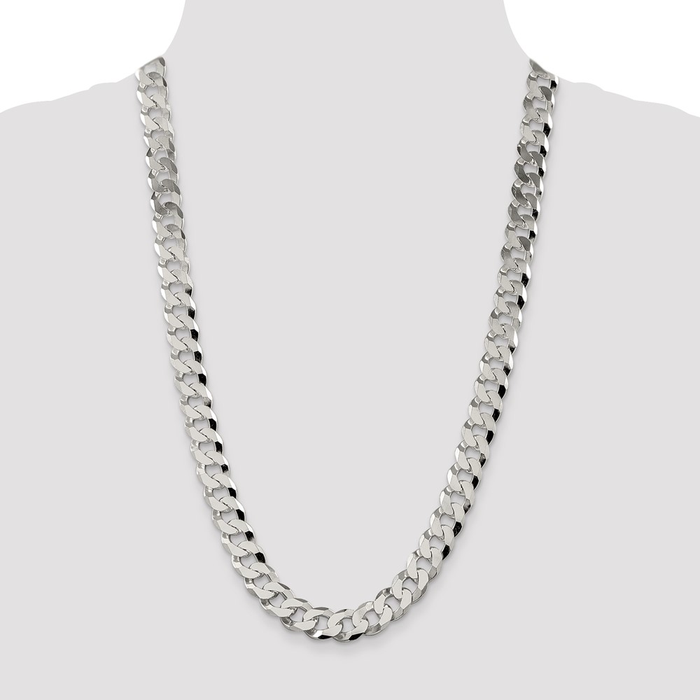 Sterling Silver 12.3mm Beveled Curb Chain (QFB300-26)
