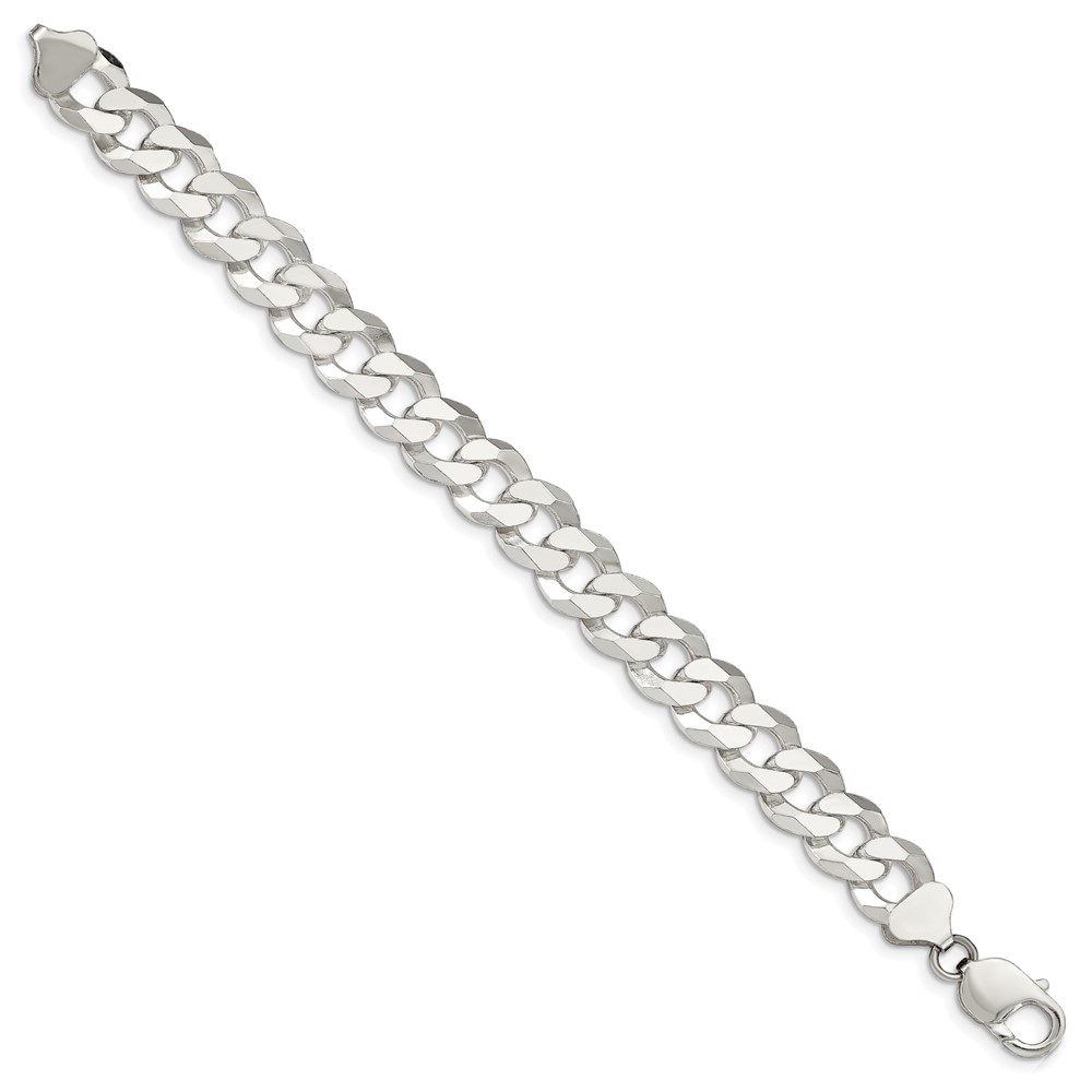 Sterling Silver 12.3mm Beveled Curb Chain (QFB300-9)