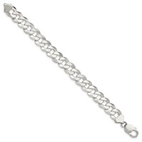 Sterling Silver 12.3mm Beveled Curb Chain view 2