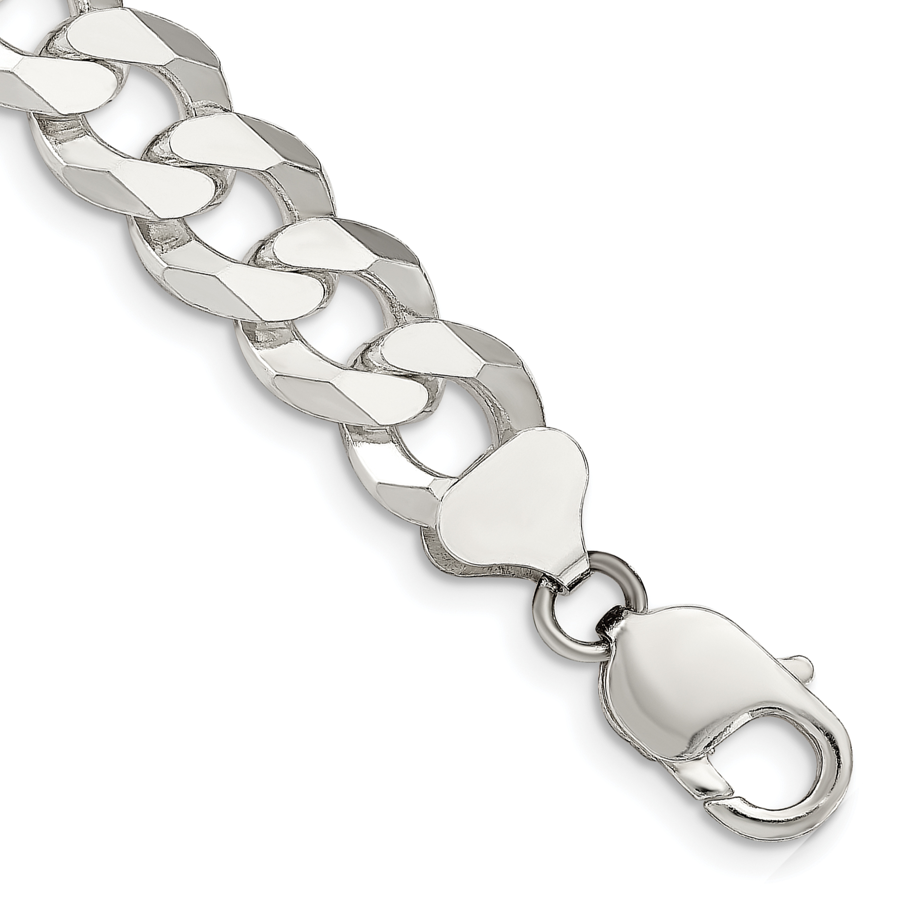 Sterling Silver 12.3mm Beveled Curb Chain (QFB300-10)