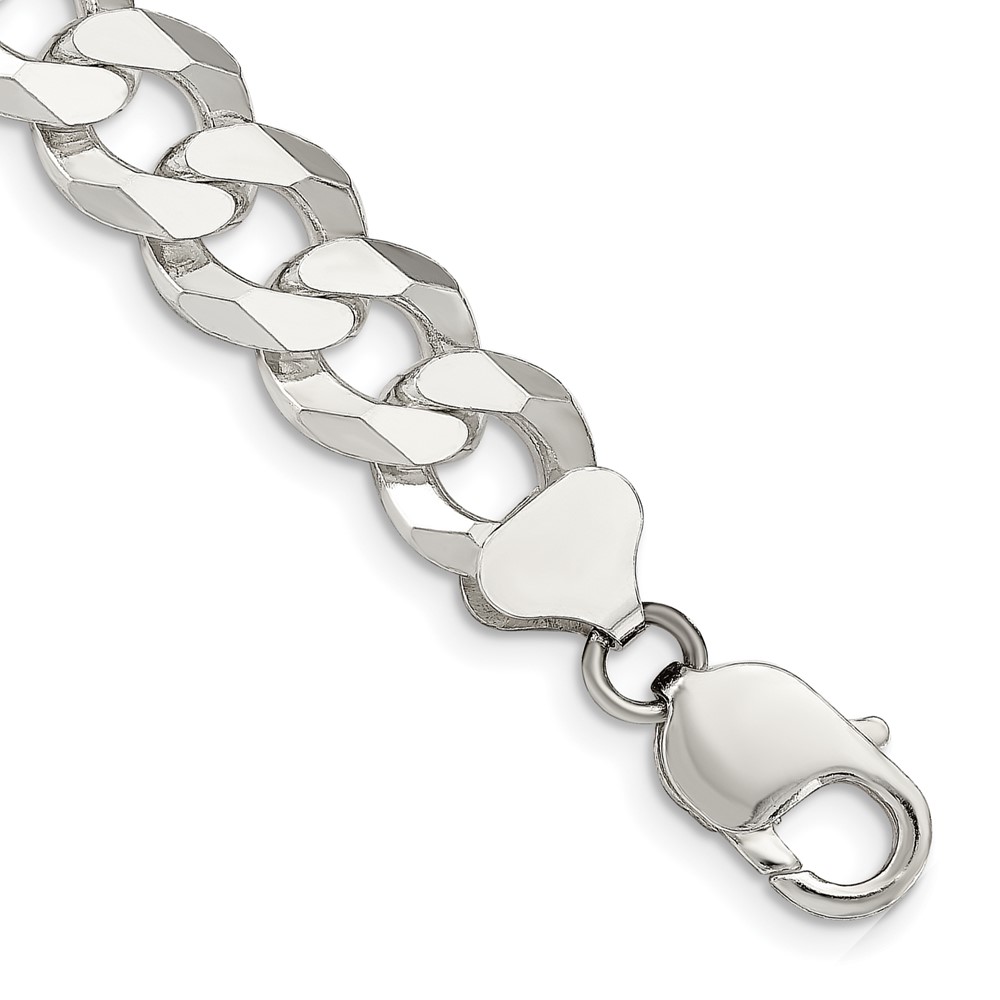 Sterling Silver 12.3mm Beveled Curb Chain (QFB300-10)
