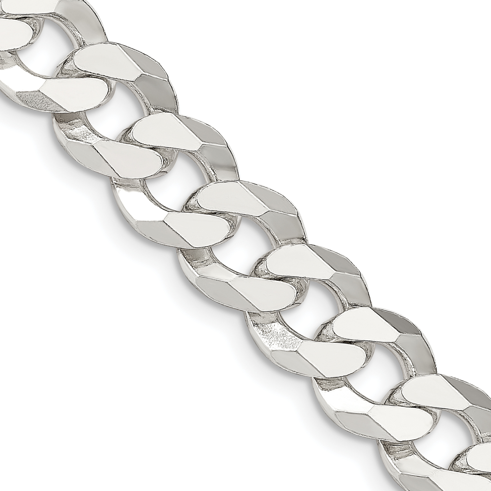 Sterling Silver 12.3mm Beveled Curb Chain (QFB300-20)