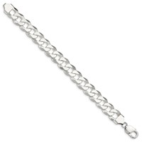 Sterling Silver 13mm Beveled Curb 8 Inch Chain view 2