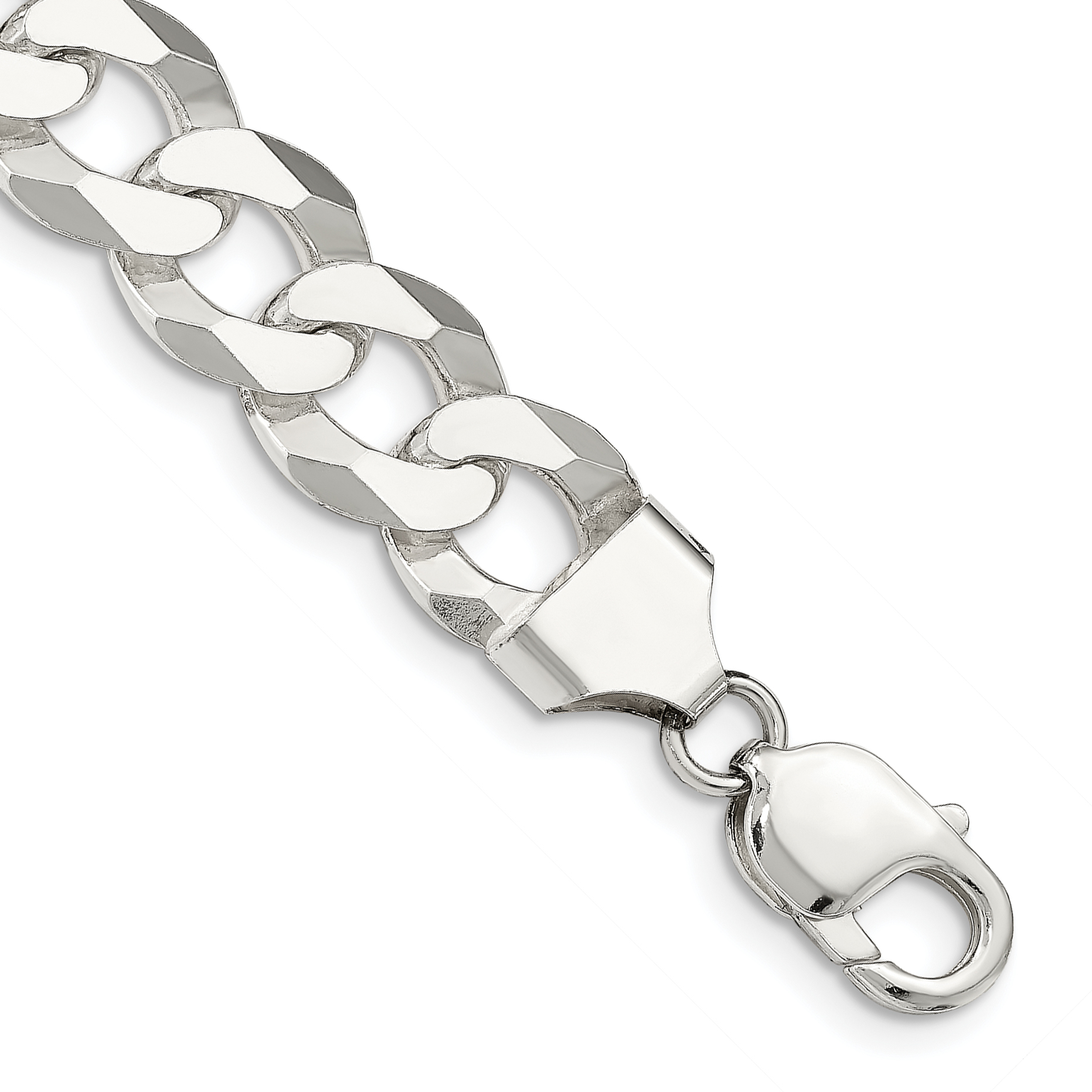 Sterling Silver 13mm Beveled Curb Chain (QFB310-8)