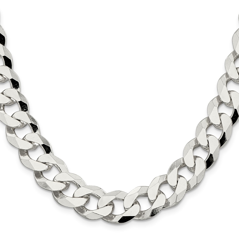 Sterling Silver 14mm Beveled Curb Chain (QFB350-26)