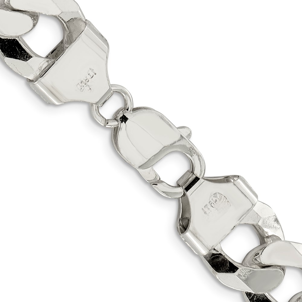 Sterling Silver 14mm Beveled Curb Chain (QFB350-26)