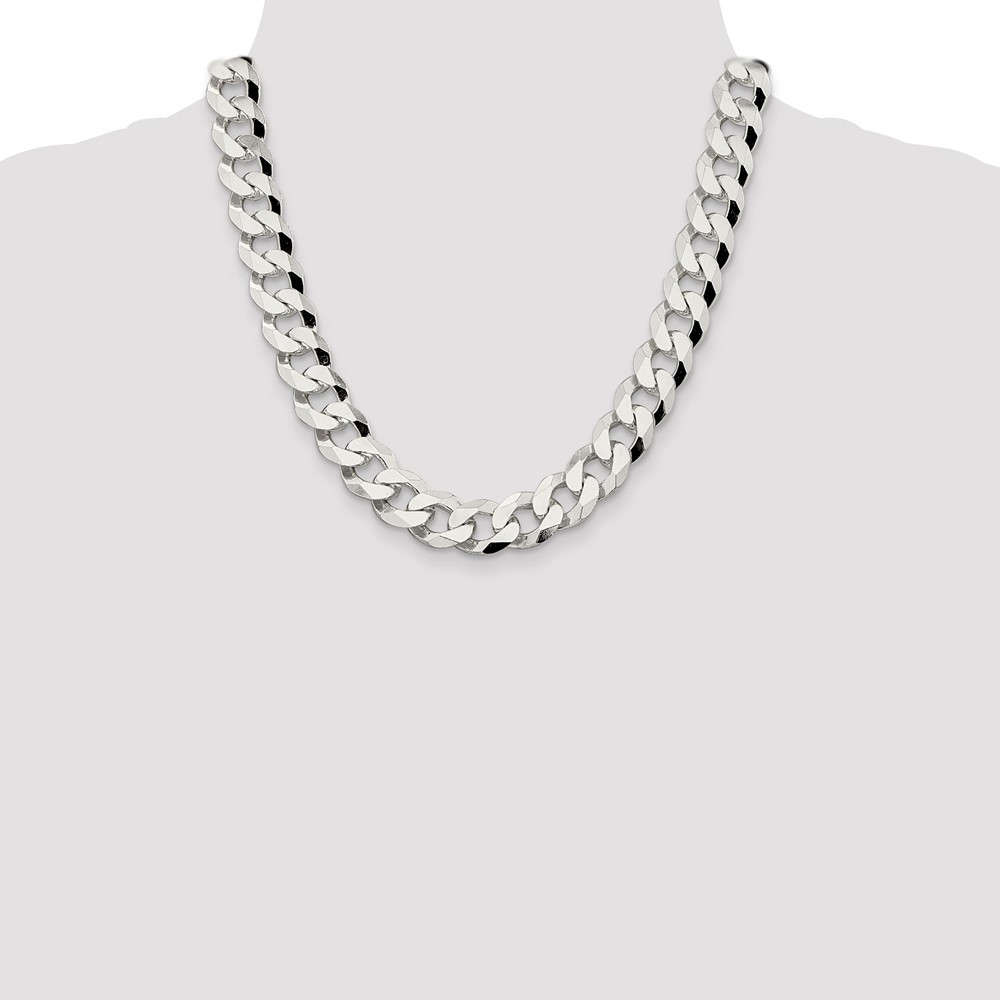 Sterling Silver 14mm Beveled Curb Chain (QFB350-20)