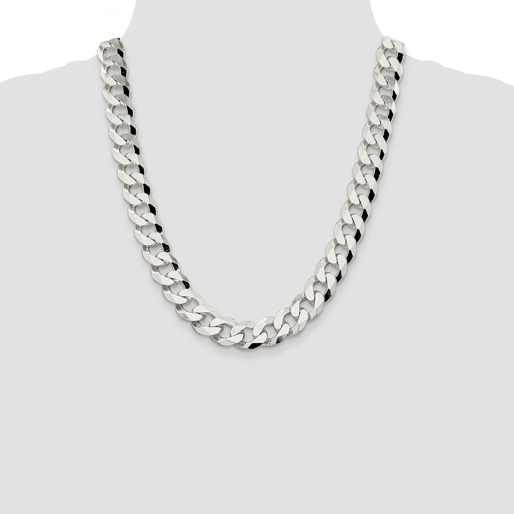 Sterling Silver 14mm Beveled Curb Chain (QFB350-22)
