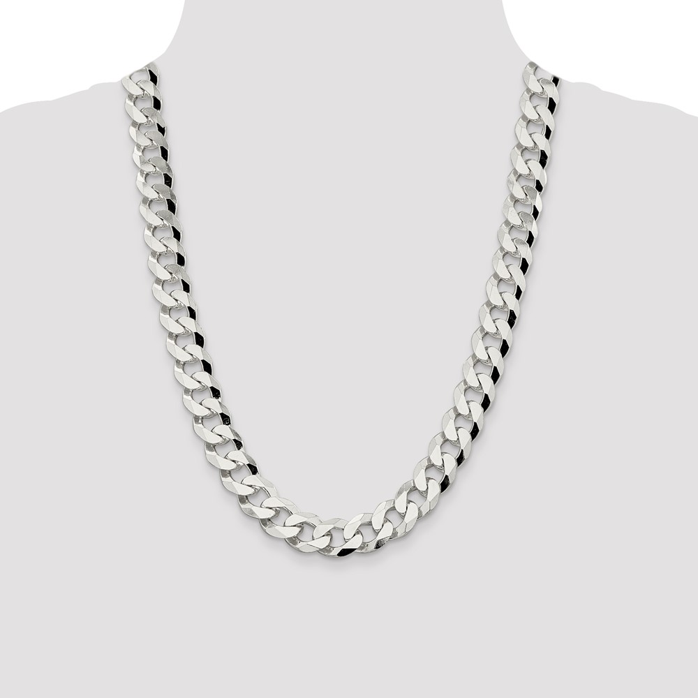 Sterling Silver 14mm Beveled Curb Chain (QFB350-24)