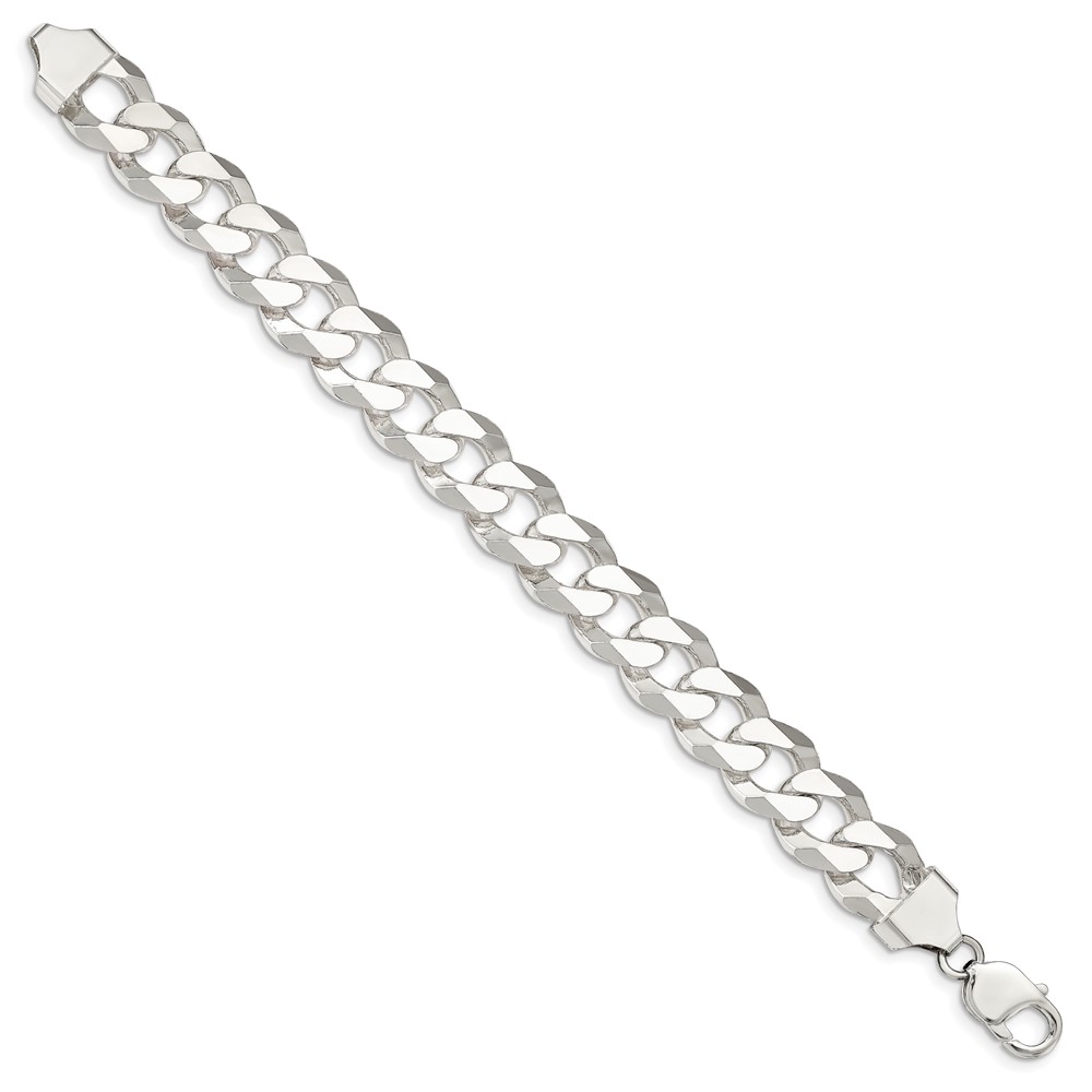 Sterling Silver 14mm Beveled Curb Chain (QFB350-9)