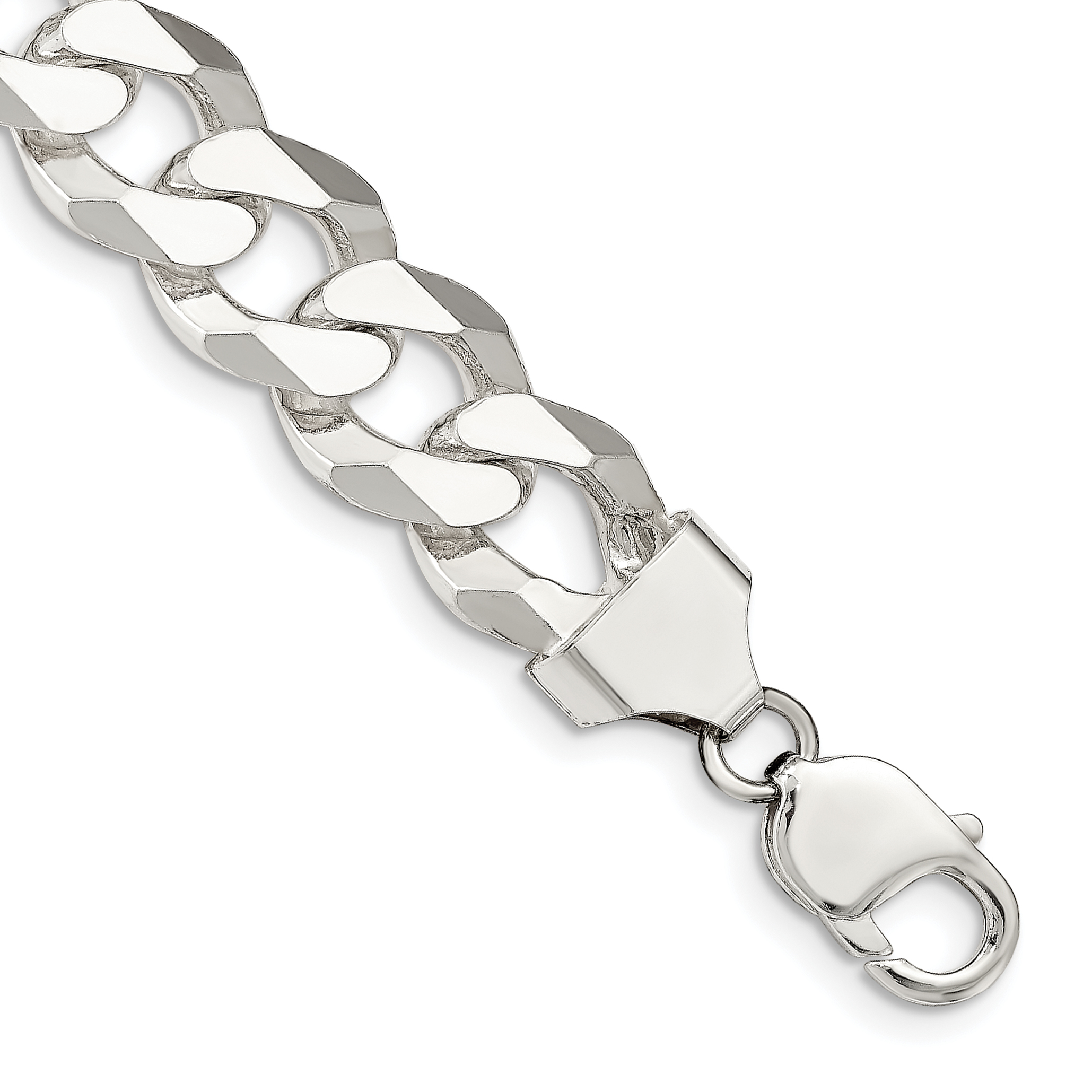 Sterling Silver 14mm Beveled Curb Chain (QFB350-8)
