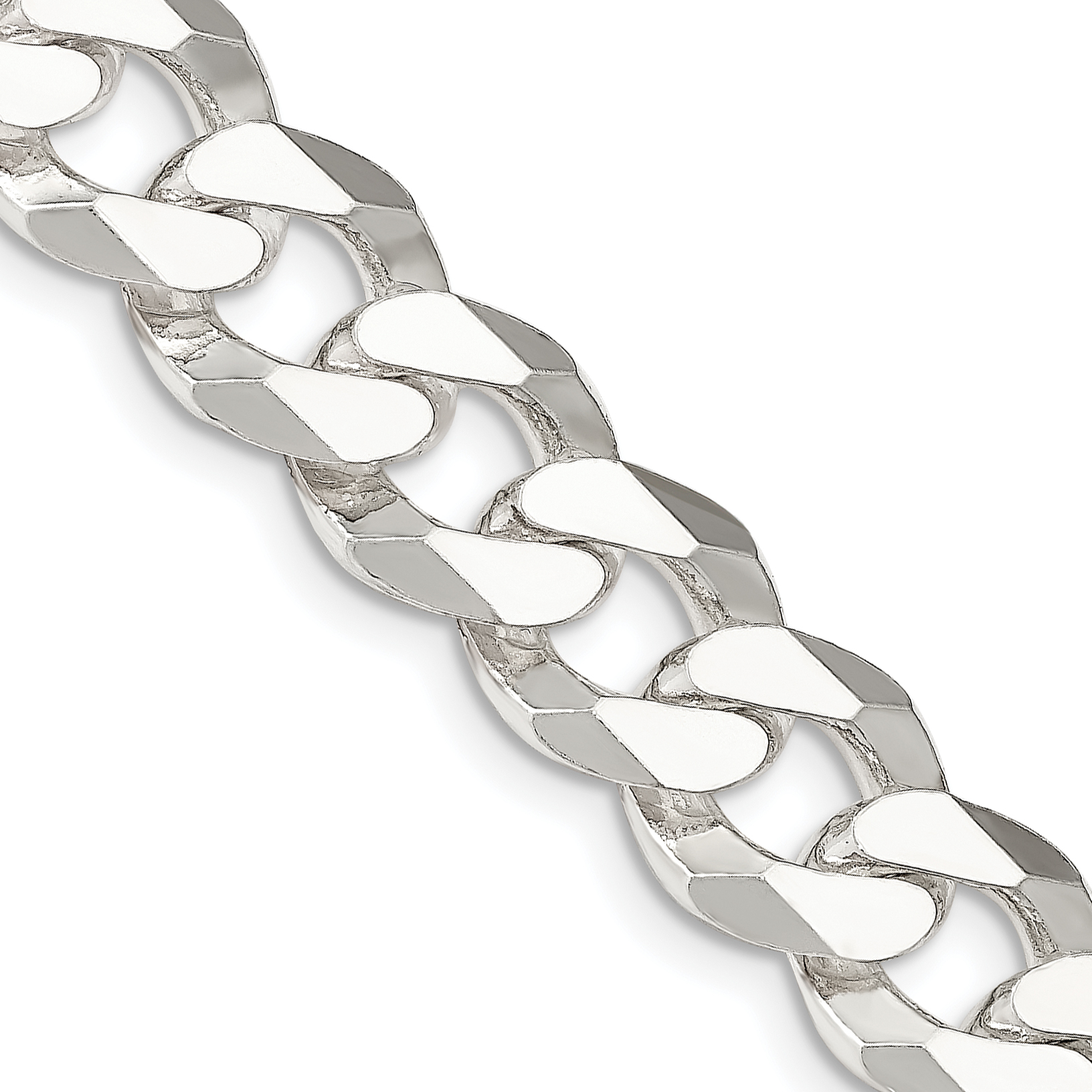 Sterling Silver 14mm Beveled Curb Chain (QFB350-20)