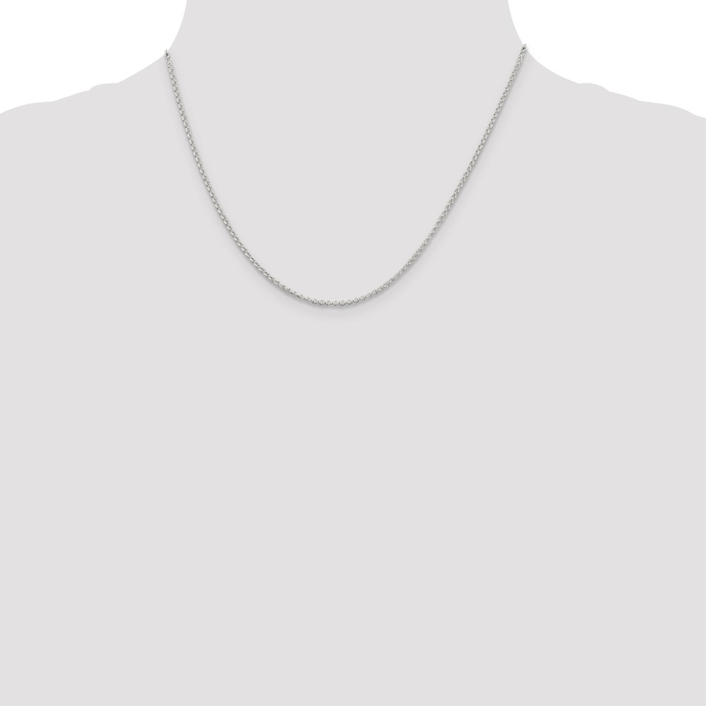 Sterling Silver Rhodium-plated 1.5mm Rolo Chain with a 2 inch extention (QFC103RH-18)