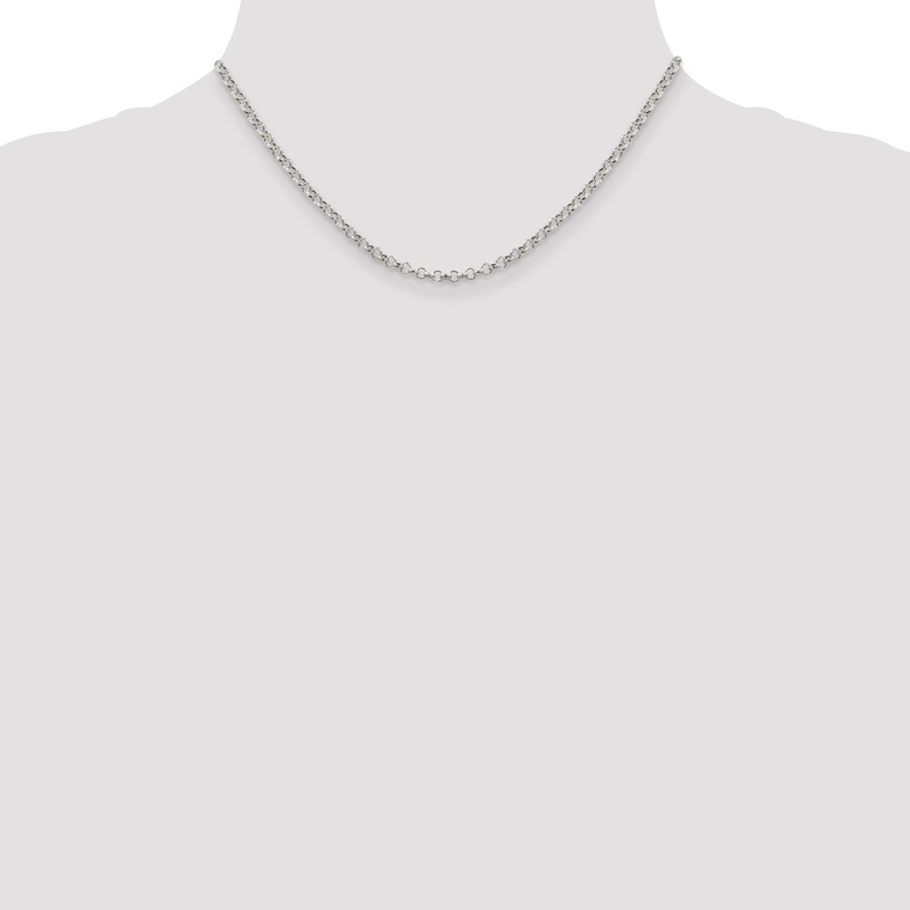 Sterling Silver 3mm Semi-solid Rolo Chain (QFC105-16)