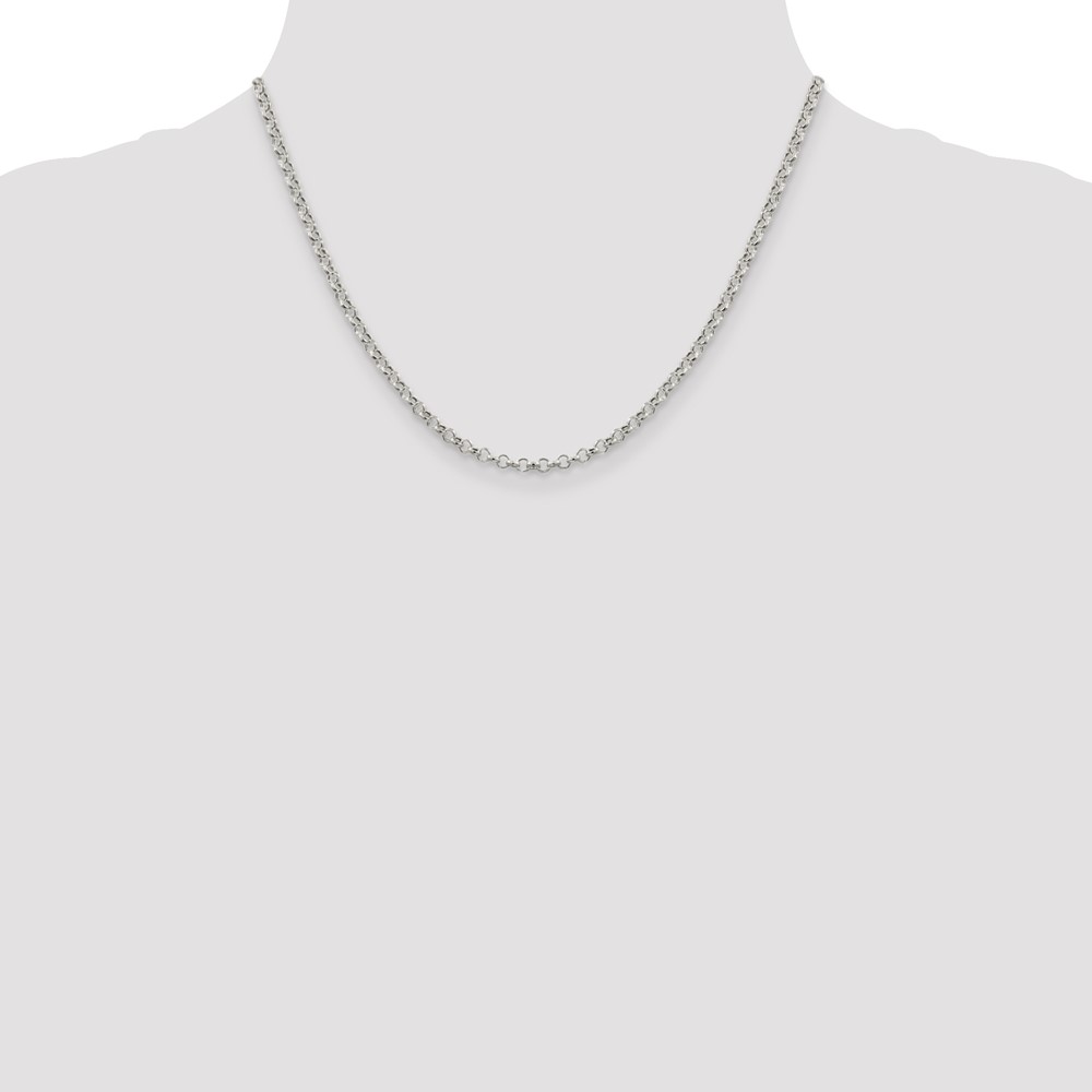 Sterling Silver 3mm Semi-solid Rolo Chain (QFC105-18)