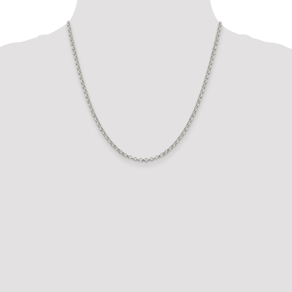 Sterling Silver 3mm Semi-solid Rolo Chain (QFC105-20)