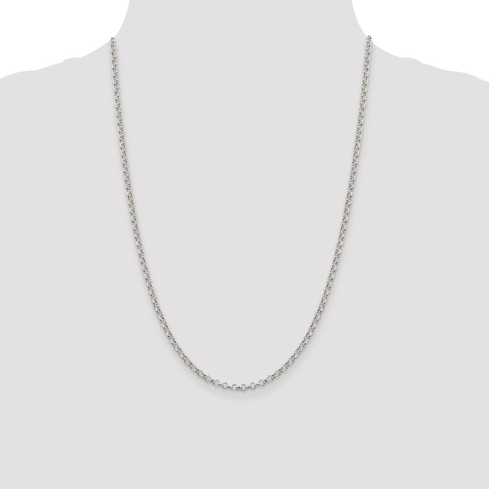 Sterling Silver 3mm Semi-solid Rolo Chain (QFC105-24)