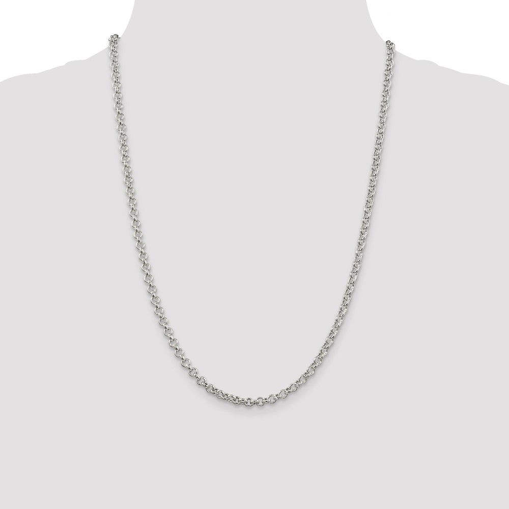 Sterling Silver 4.25mm Semi-solid Rolo Chain (QFC106-24)