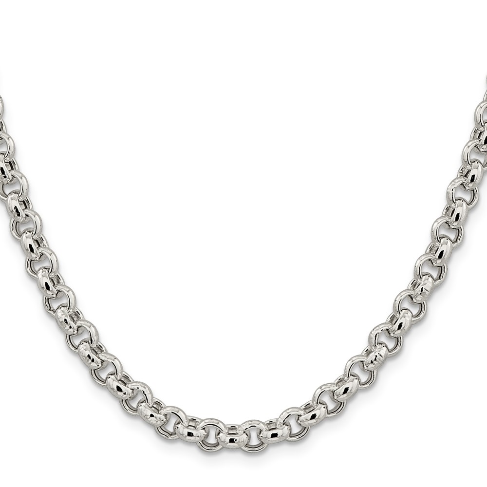 Sterling Silver 6.5mm Semi-solid Rolo Chain (QFC107-20)