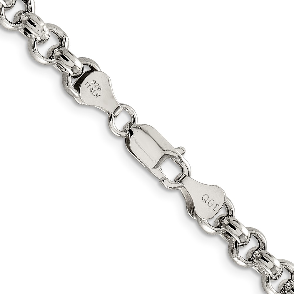 Sterling Silver 6.5mm Semi-solid Rolo Chain (QFC107-20)