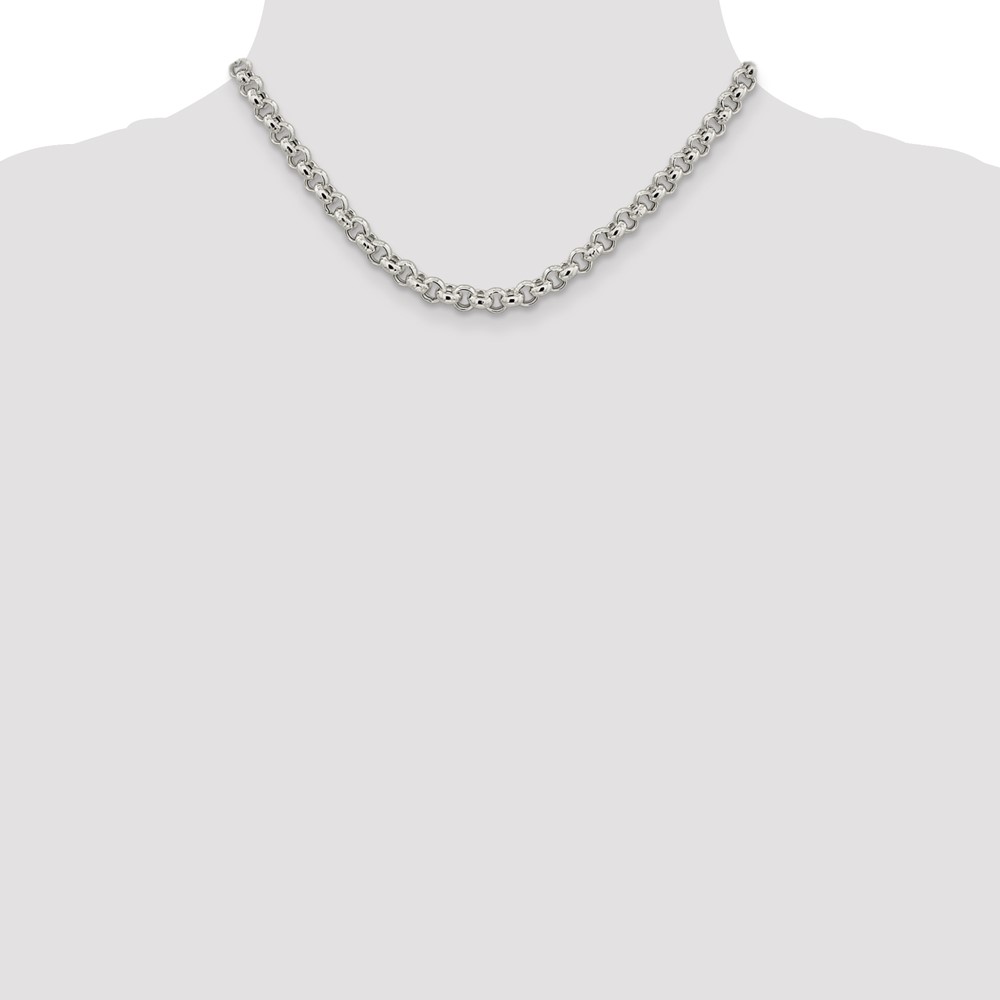 Sterling Silver 6.5mm Semi-solid Rolo Chain (QFC107-16)