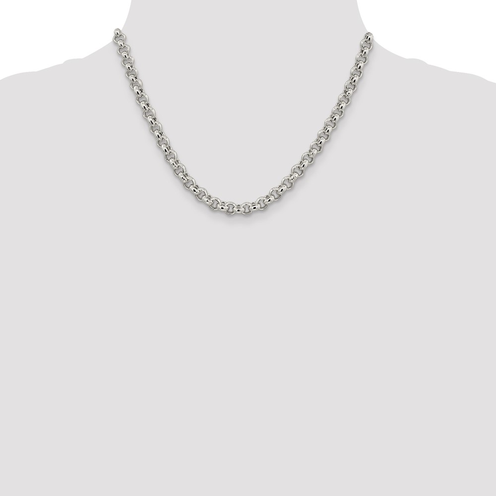 Sterling Silver 6.5mm Semi-solid Rolo Chain (QFC107-18)