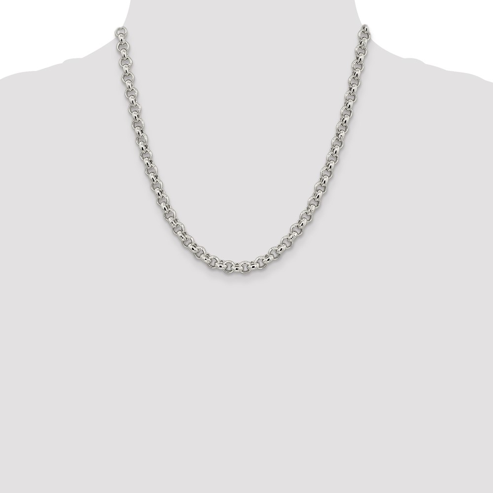 Sterling Silver 6.5mm Semi-solid Rolo Chain (QFC107-20)