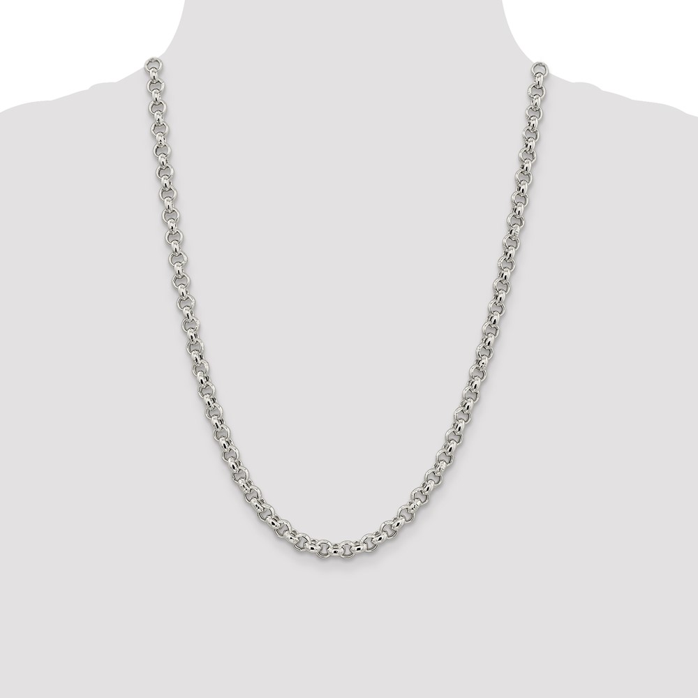 Sterling Silver 6.5mm Semi-solid Rolo Chain (QFC107-24)