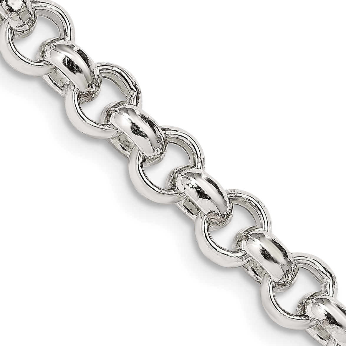 Sterling Silver 6.5mm Semi-solid Rolo Chain (QFC107-20)
