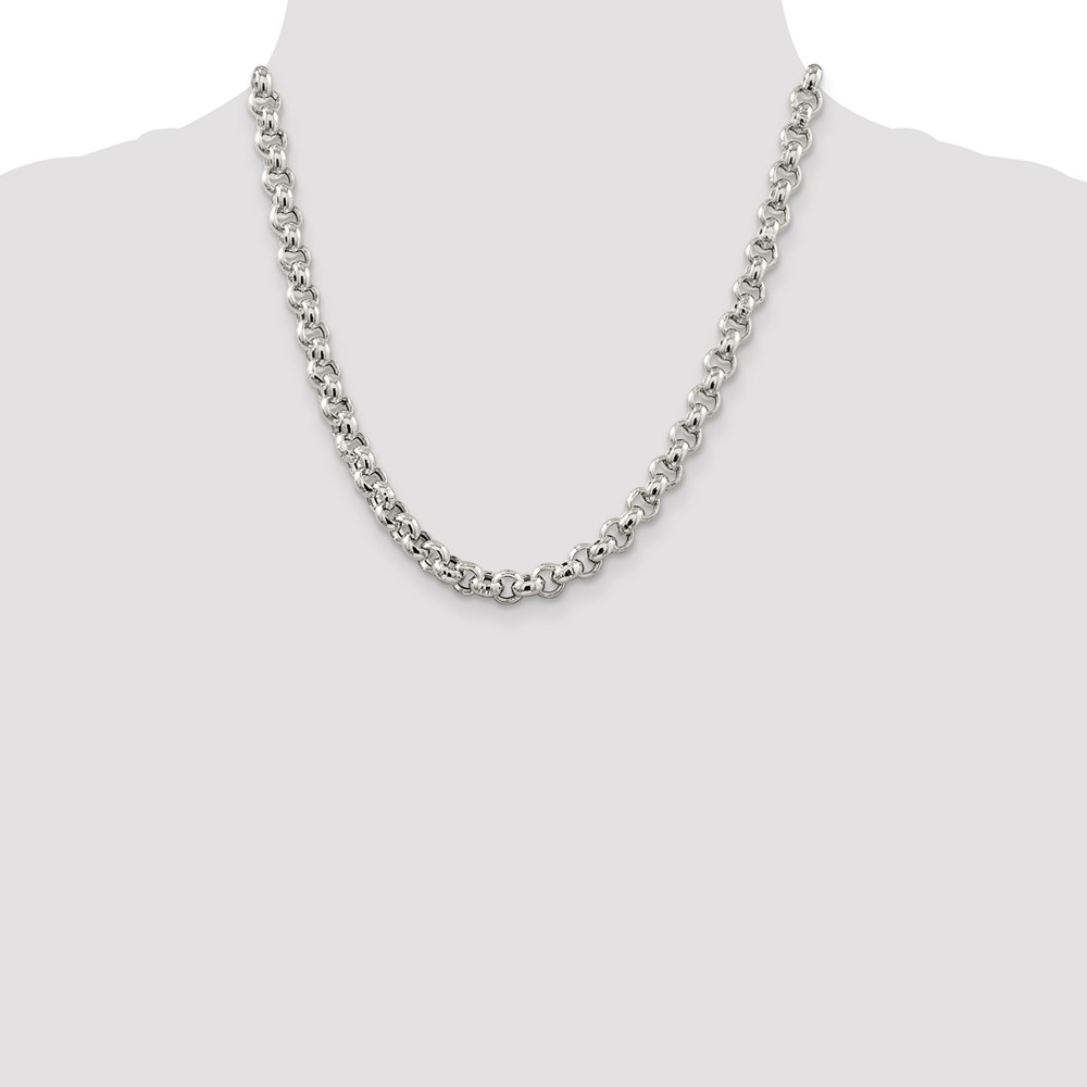 Sterling Silver 7.75mm Semi-solid Rolo Chain (QFC108-20)