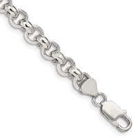 Sterling Silver 7.75mm Semi-solid Rolo Chain view 1
