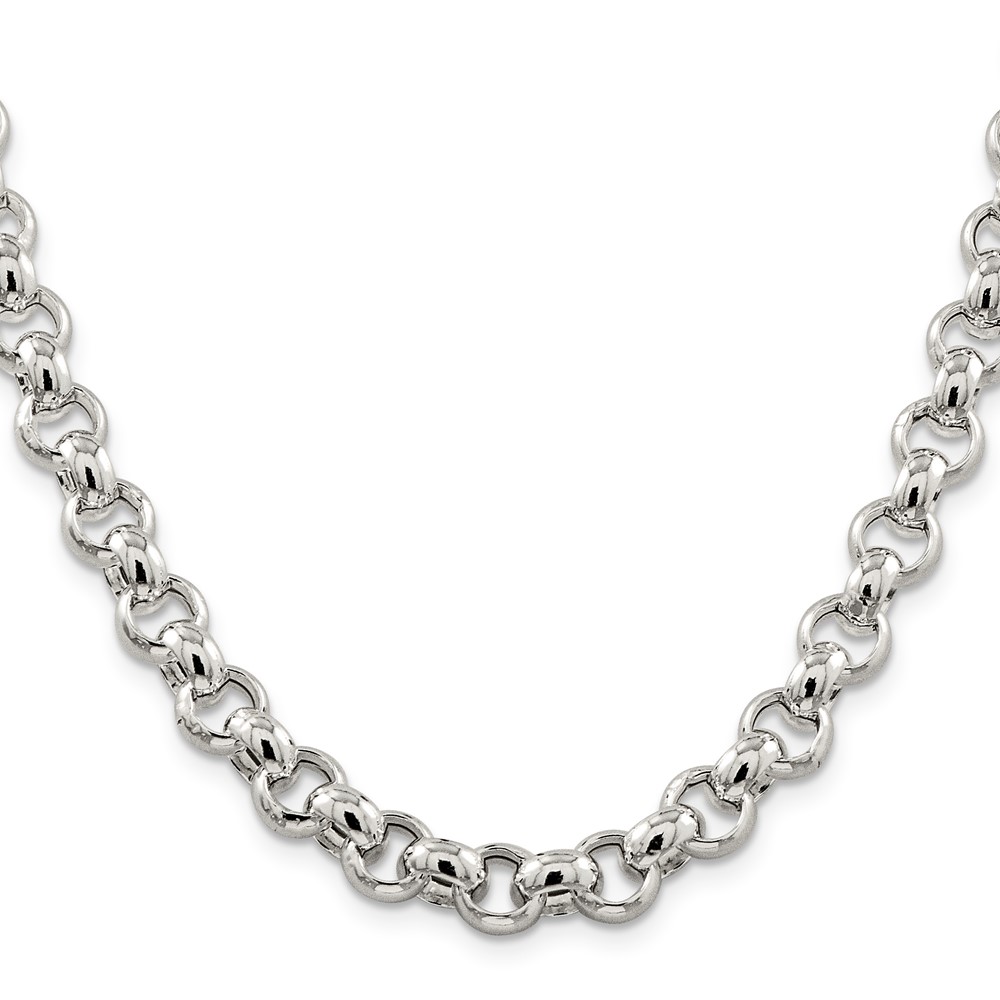 Sterling Silver 9.5mm Semi-solid Rolo Chain (QFC109-18)