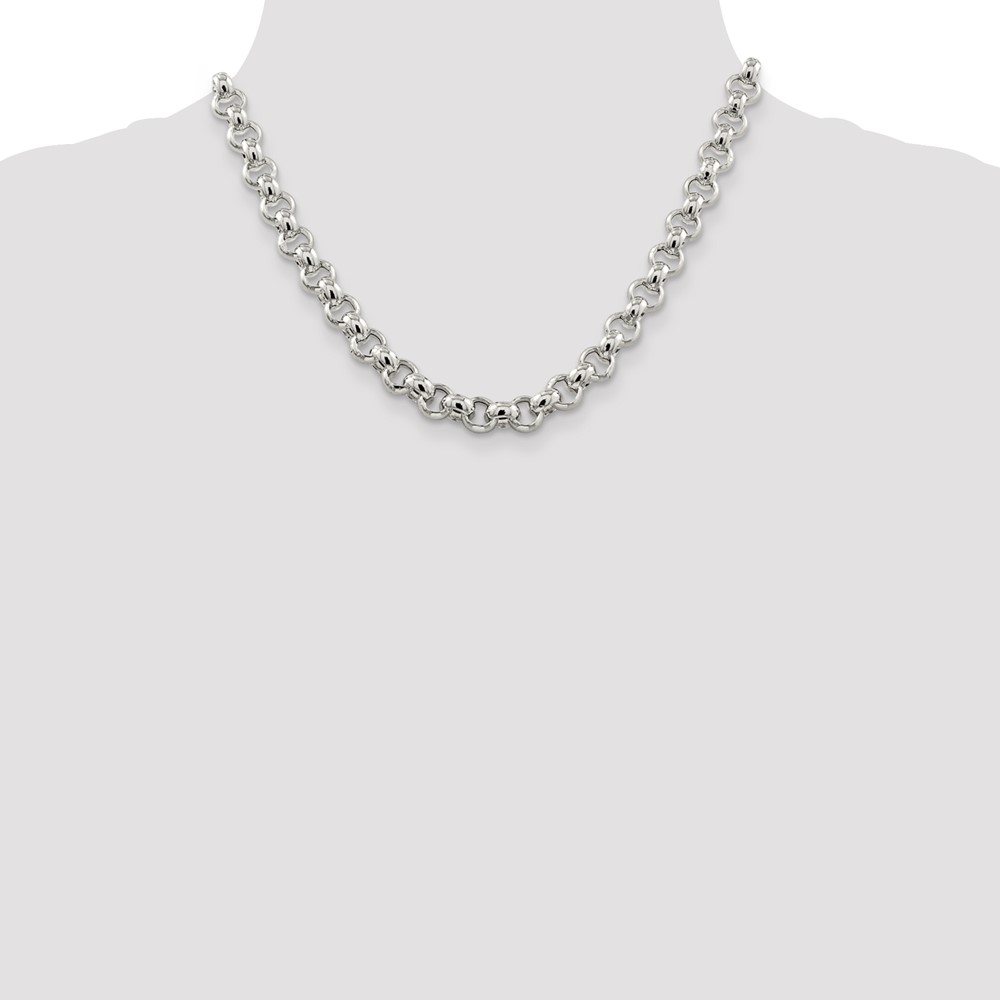 Sterling Silver 9.5mm Semi-solid Rolo Chain (QFC109-18)