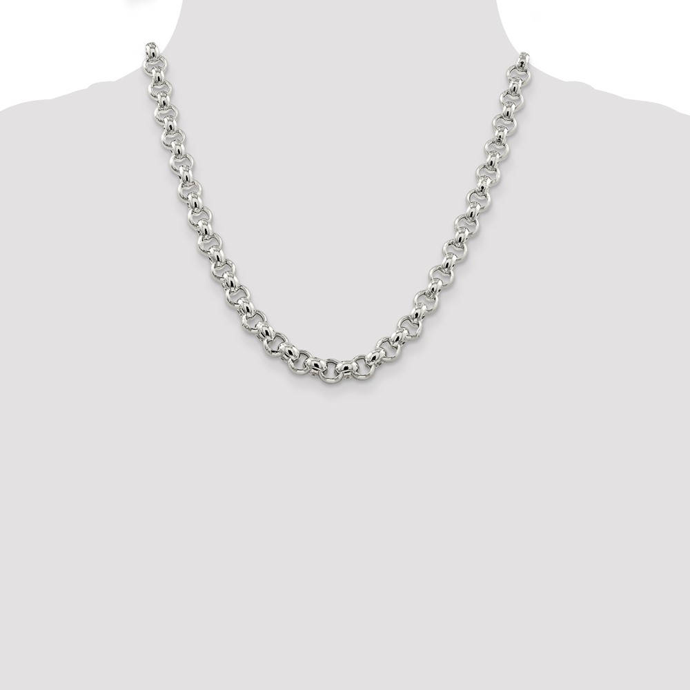 Sterling Silver 9.5mm Semi-solid Rolo Chain (QFC109-20)