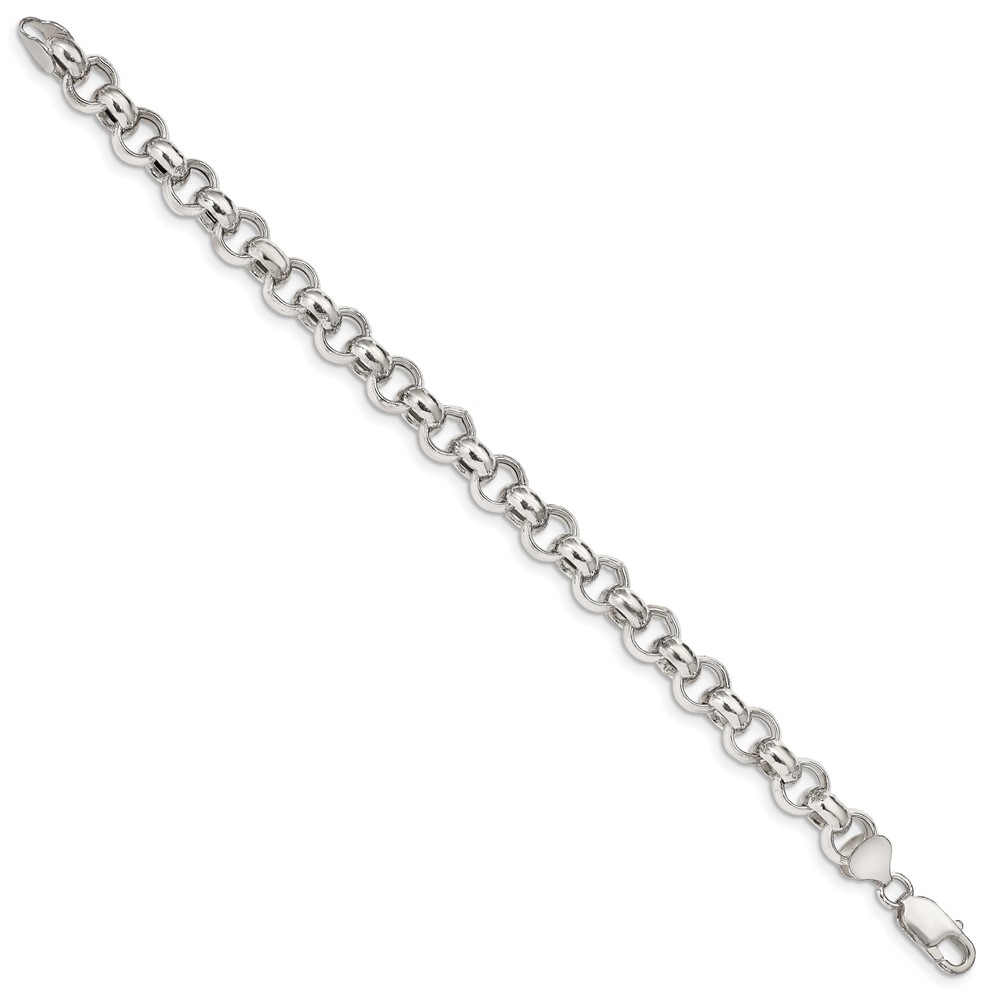 Sterling Silver 9.5mm Semi-solid Rolo Chain (QFC109-7.5)