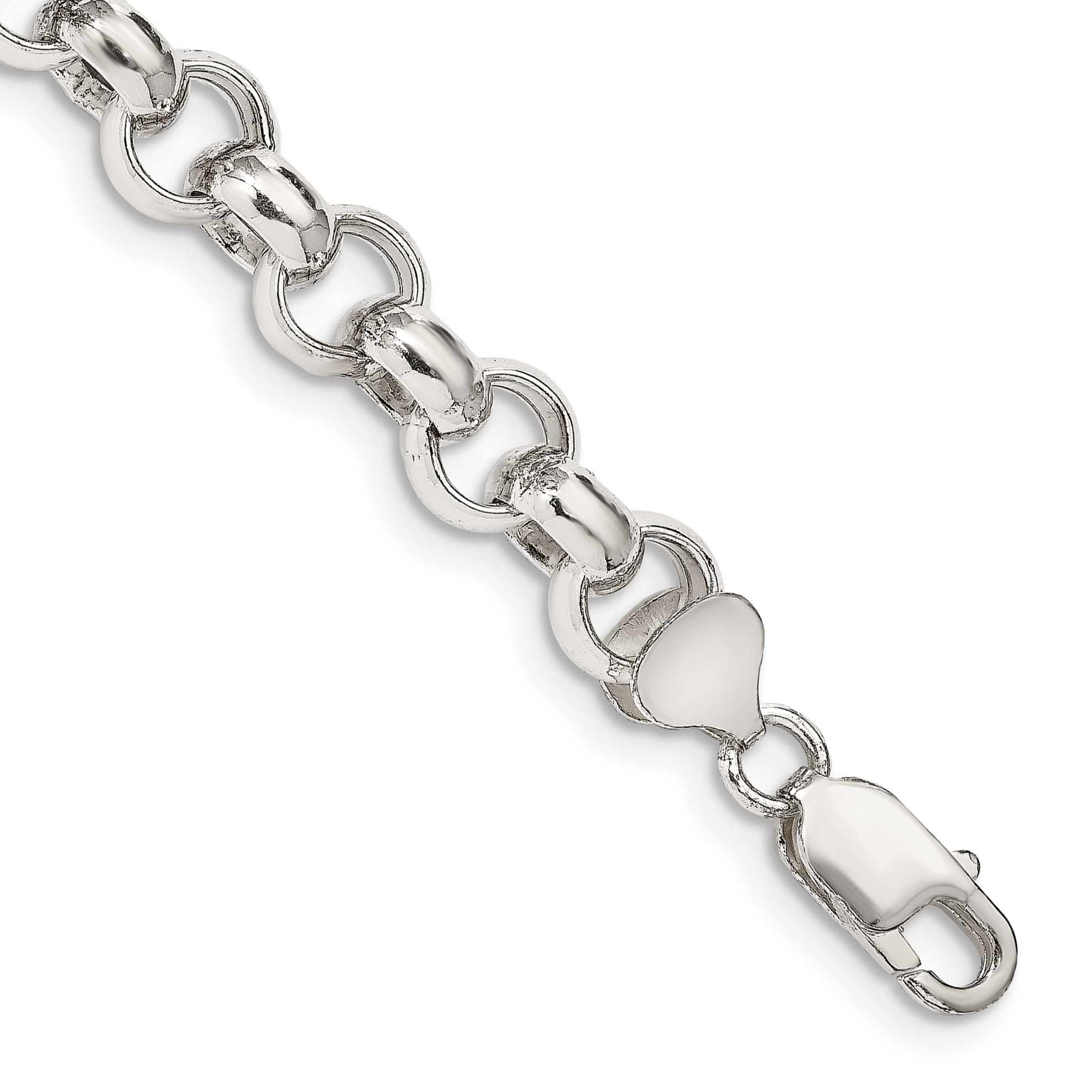 Sterling Silver 9.5mm Semi-solid Rolo Chain (QFC109-7.5)