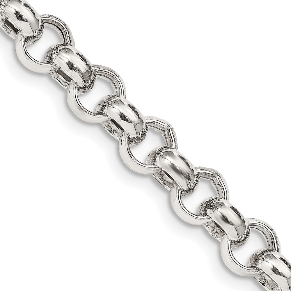 Sterling Silver 9.5mm Semi-solid Rolo Chain (QFC109-18)