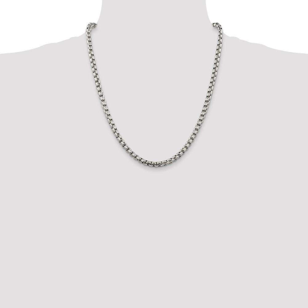 Sterling Silver 5.2mm Round Box Chain (QFC127-22)