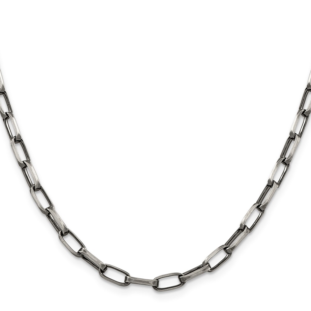 Sterling Silver Antiqued 4.8mm Elongated Open Link Chain (QFC139-22)