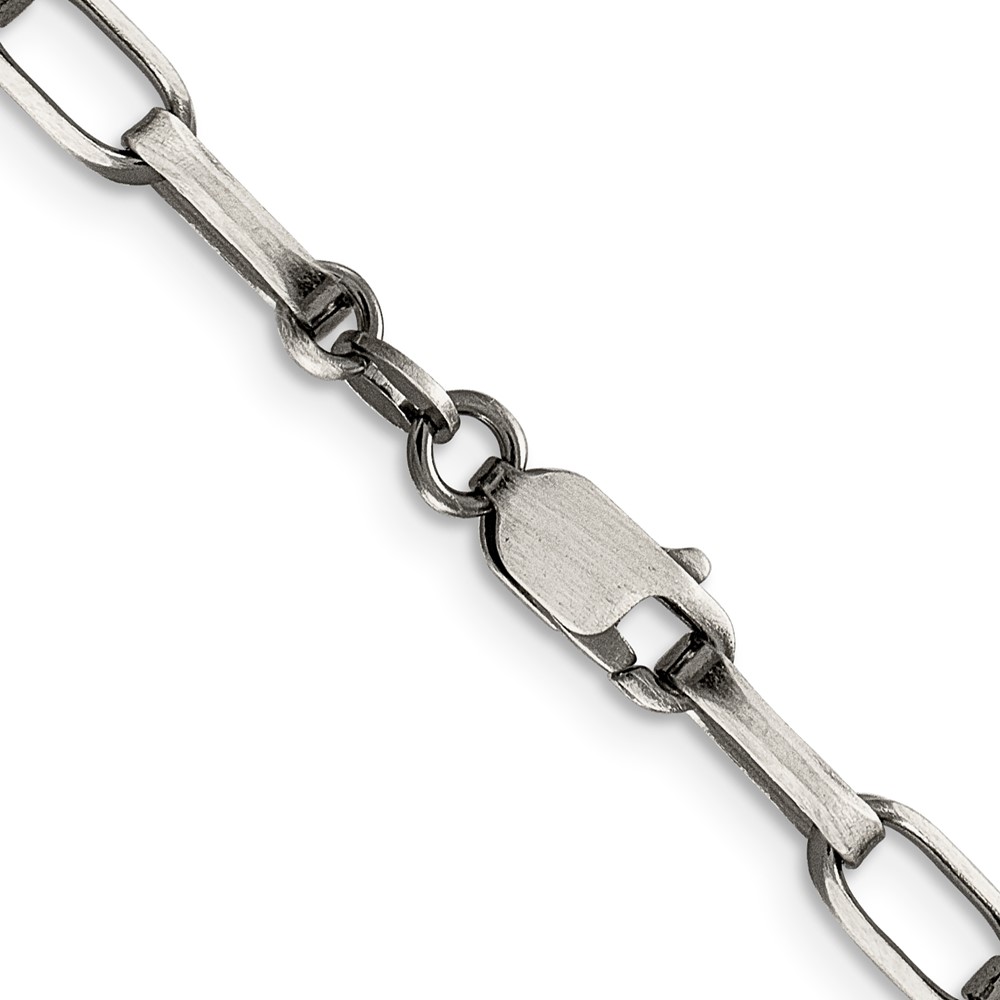 Sterling Silver Antiqued 4.8mm Elongated Open Link Chain (QFC139-22)