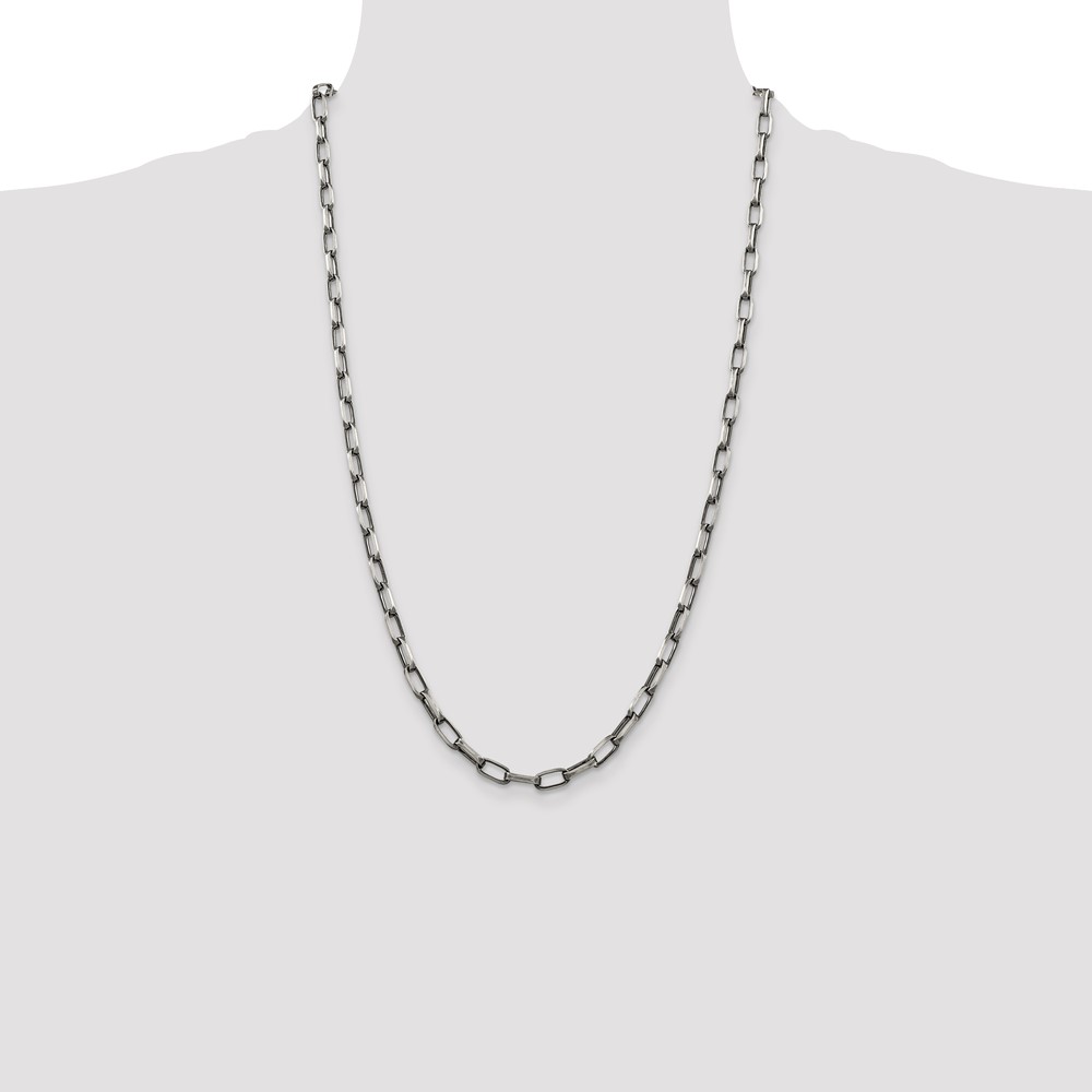 Sterling Silver Antiqued 4.8mm Elongated Open Link Chain (QFC139-26)