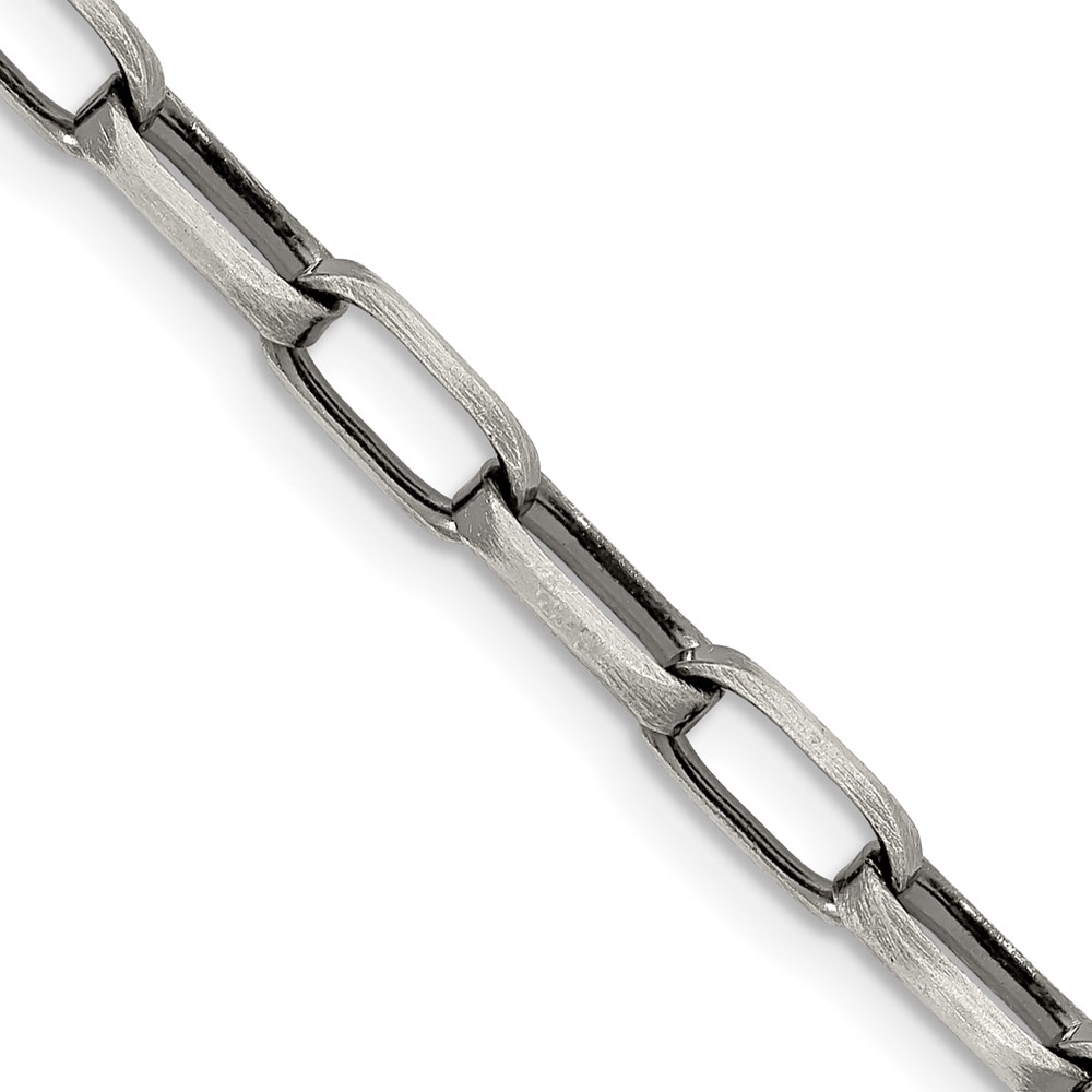 Sterling Silver Antiqued 4.8mm Elongated Open Link Chain (QFC139-20)