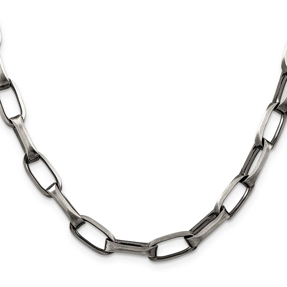 Sterling Silver Antiqued 8mm Elongated Open Link Chain (QFC140-20)
