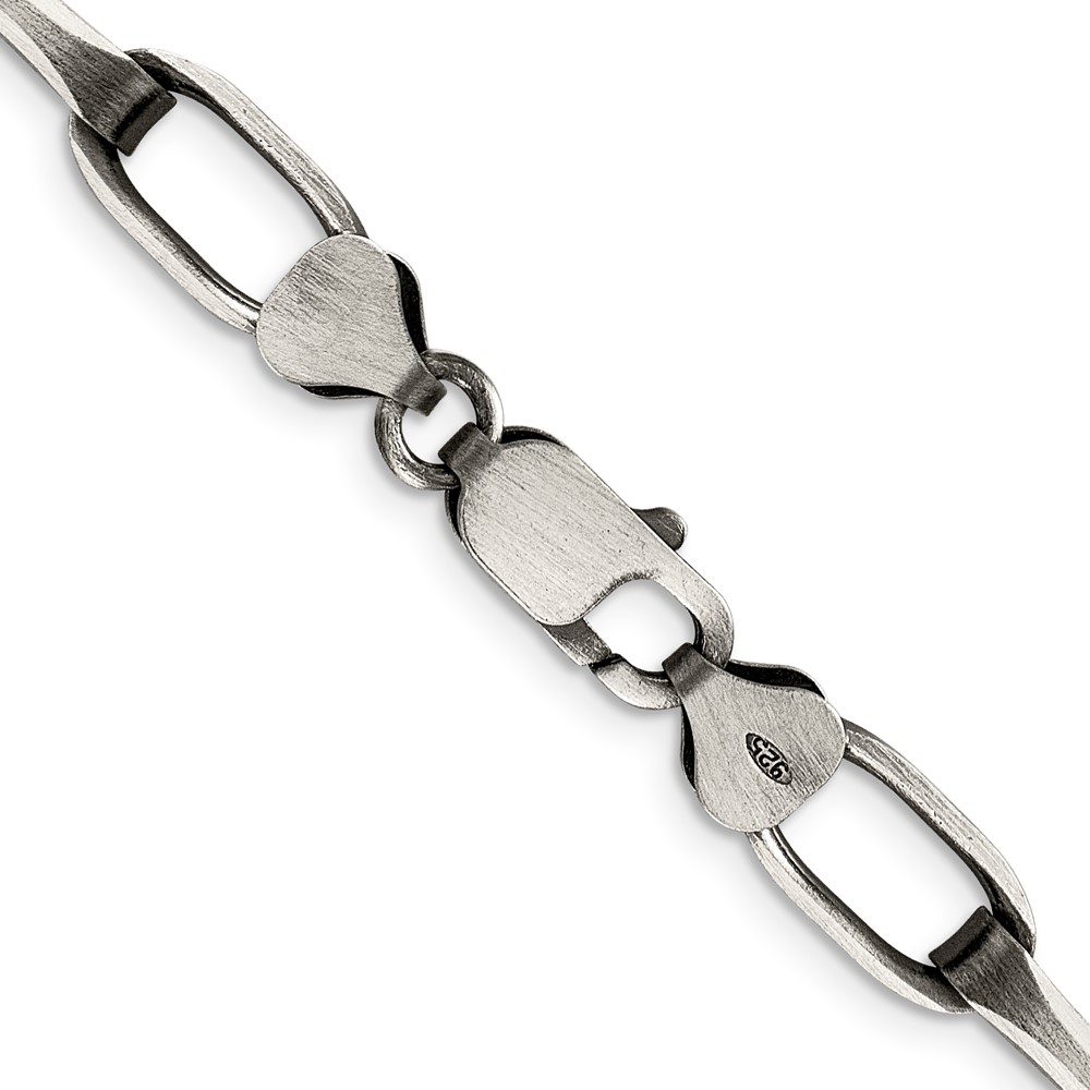 Sterling Silver Antiqued 8mm Elongated Open Link Chain (QFC140-20)