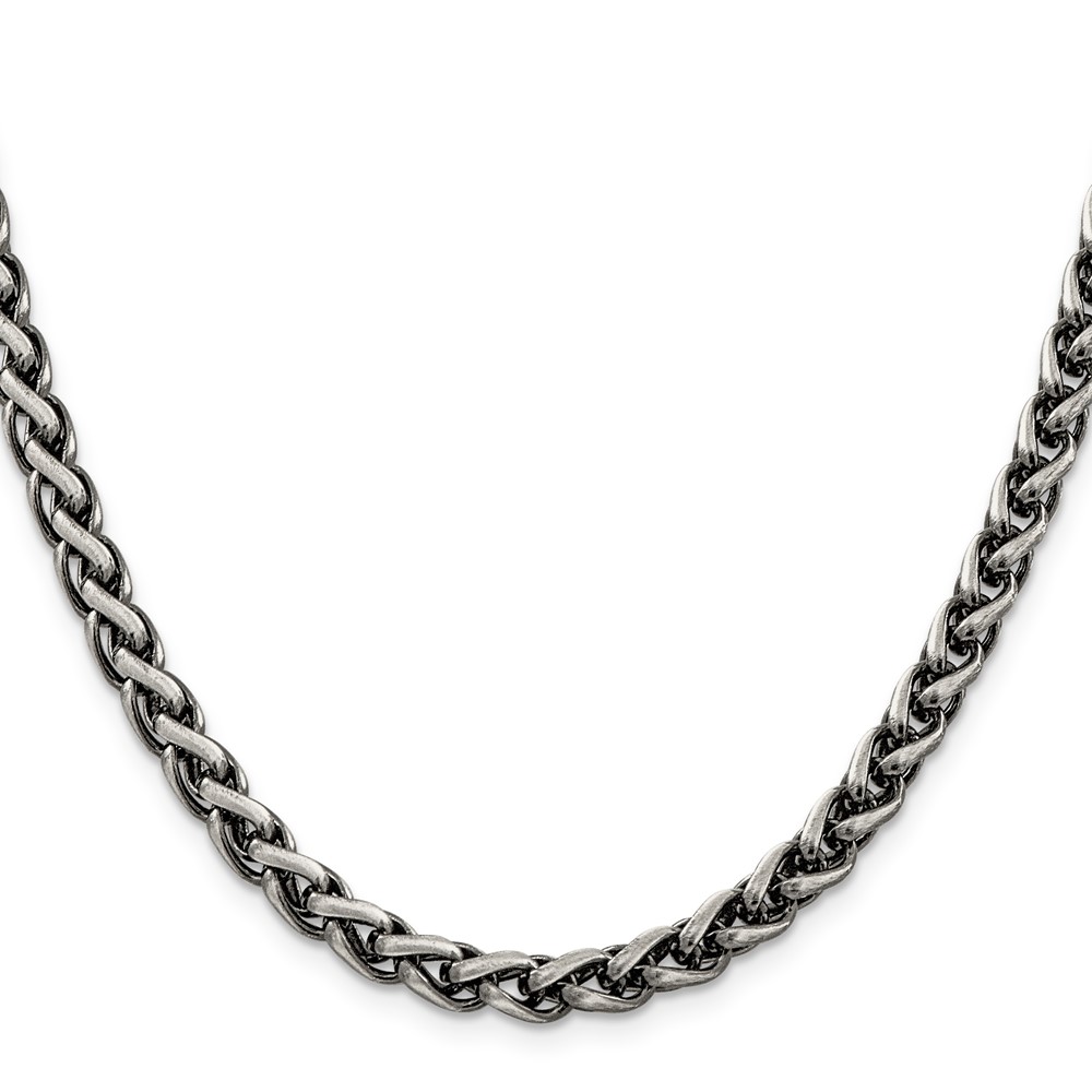 Sterling Silver Antiqued 6mm Round Spiga Chain (QFC143-26)