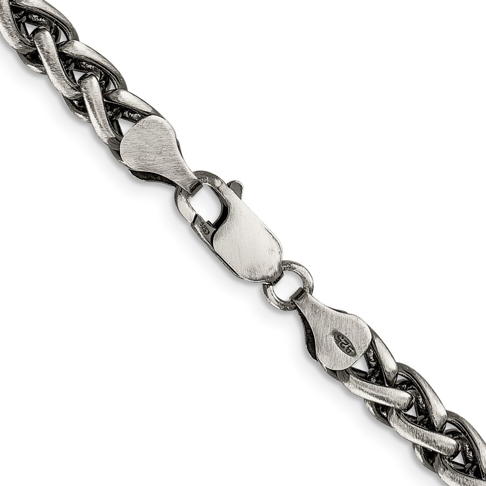 Sterling Silver Antiqued 6mm Round Spiga Chain (QFC143-26)