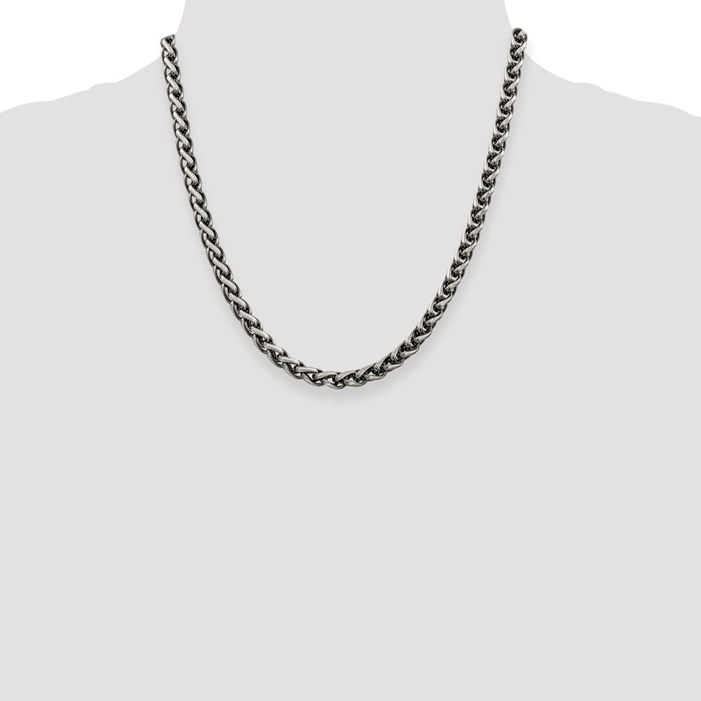 Sterling Silver Antiqued 6mm Round Spiga Chain (QFC143-20)
