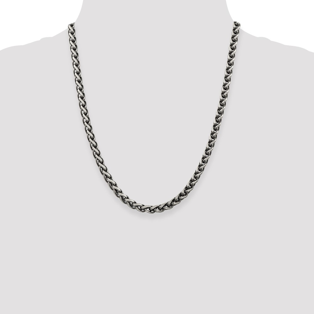 Sterling Silver Antiqued 6mm Round Spiga Chain (QFC143-22)