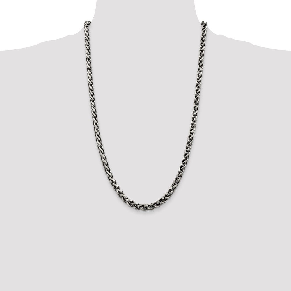 Sterling Silver Antiqued 6mm Round Spiga Chain (QFC143-26)
